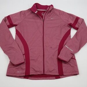 Nike Element Shield Running Jacket Womens Large Raspberry Red Full Zip Dri-FIT